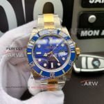 NOOB Factory V8 Version Rolex Submariner Date 40MM ETA-2836 Watch - Yellow Gold And Silver Case Blue Dial Ceramic Bezel 